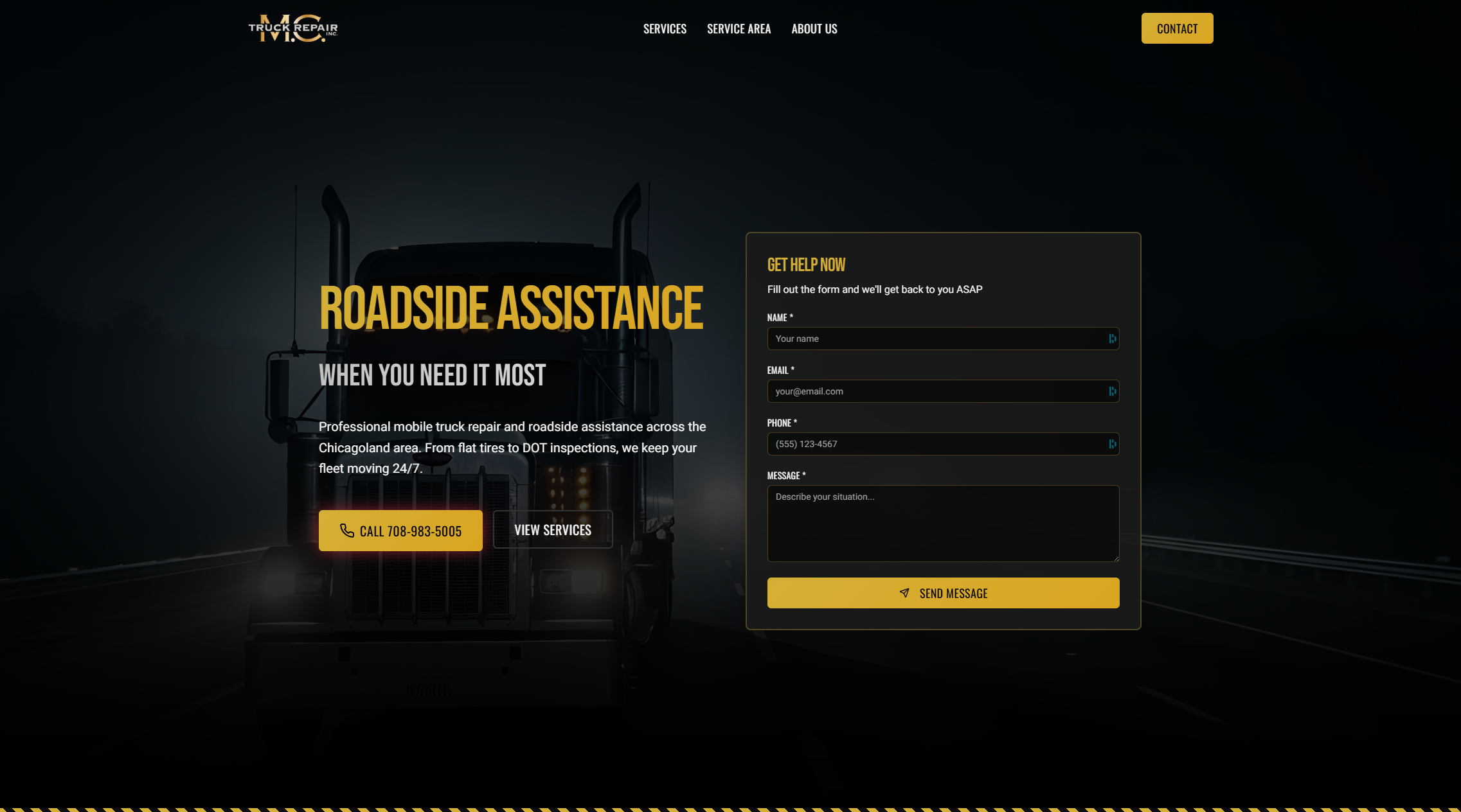 M.C Truck Repair desktop view